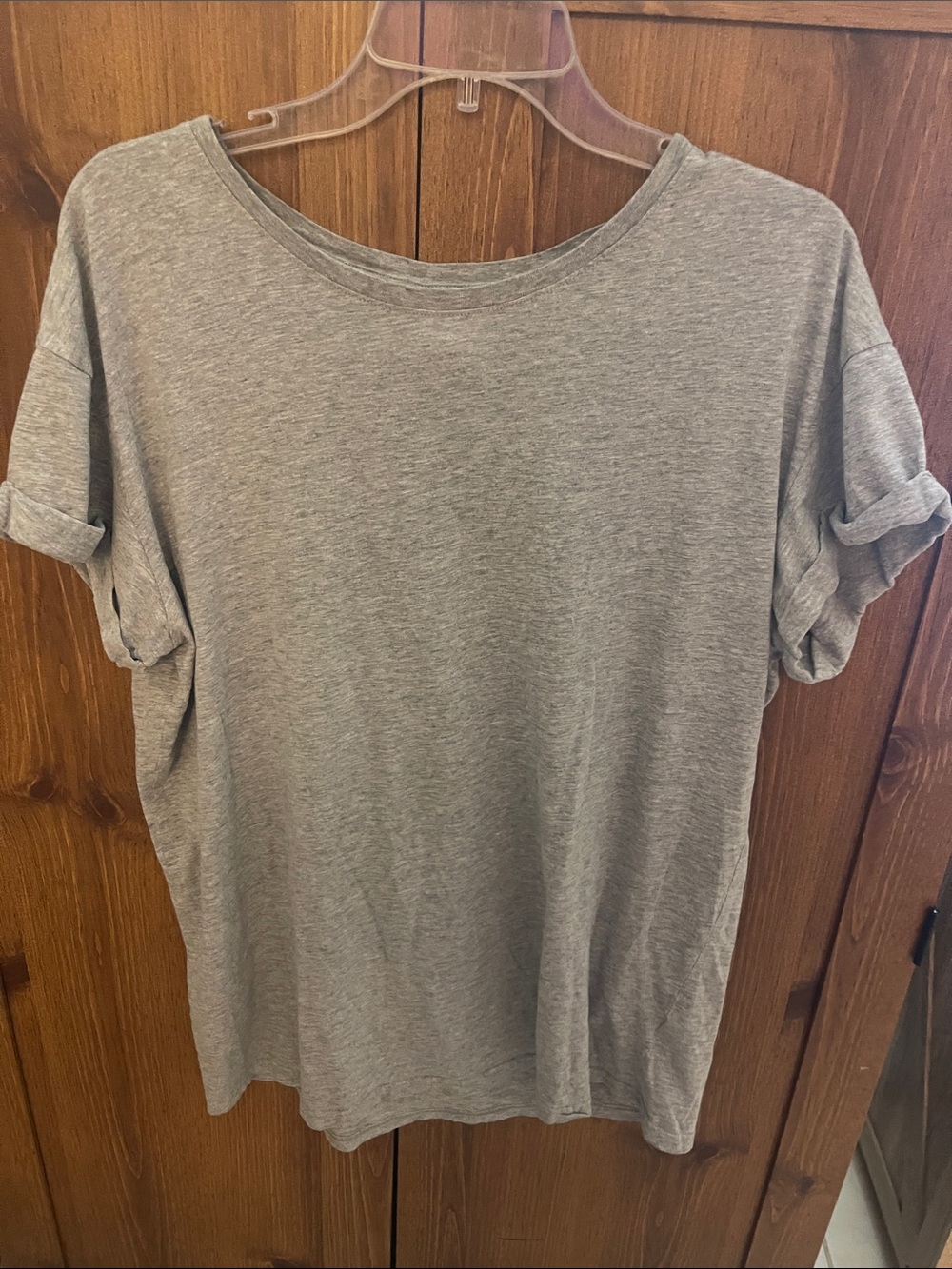 H&M Light Gray Short-Sleeve Rolled Cuff Tee